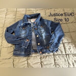 Justice Blue Denim Jacket with Button Accents